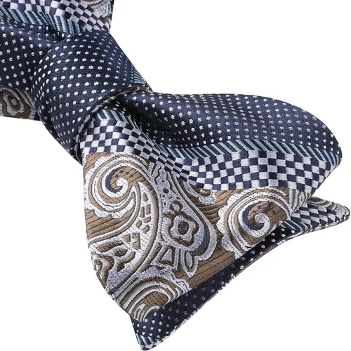Vista 87 de HISDERN Pajaritas para hombre, corbatín de cachemira para hombre, corbata de lazo y bolsillo cuadrado, juego formal de esmoquin para boda