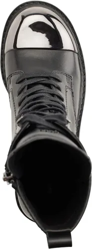 Vista 4 de DKNY Botas de combate de cuero suave con punta de metal para mujer