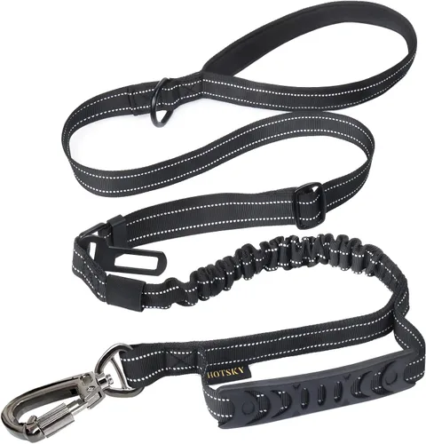 Vista 10 de Hotsky Correa táctica para perro resistente para perros medianos y grandes que tiran, 4-6 pies, resistente correa elástica para perro que absorbe