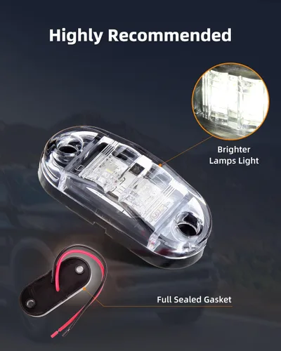 Vista 3 de 2 luces LED de 2 diodos para marcador lateral de remolque de 2.5 pulgadas, luz de marcador lateral ovalada LED para remolque, guardabarros, luces
