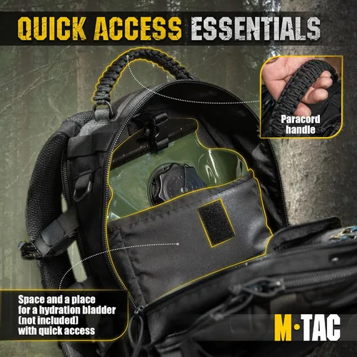 Vista 6 de M-Tac Mochila militar para hombres y mujeres - Mochila grande de senderismo MOLLE de 25L para viajes y supervivencia - Mochila negra - Senderismo