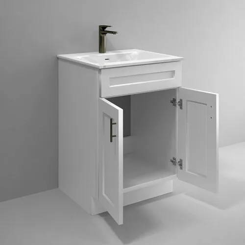 Vista 2 de La Royal Mueble de baño con base de lavabo blanco listo para montar, 24 pulgadas de ancho