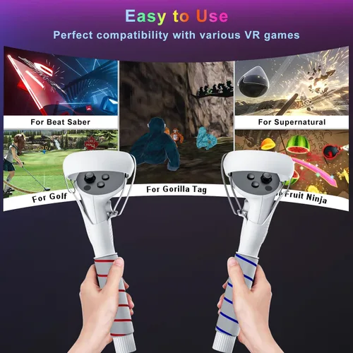 Vista 7 de Saqico 10000mAh Battery Head Strap & 2 in 1 Long Arms & Handle Attachments Compatible with Oculus Quest 2 & Hand Controllers