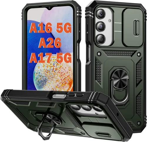 Vista 199 de PASNEW Funda militar para iPhone 13 Pro Max, cubierta de cámara deslizante y soporte de anillo de metal de 360°, carcasa rígida multicapa resistente