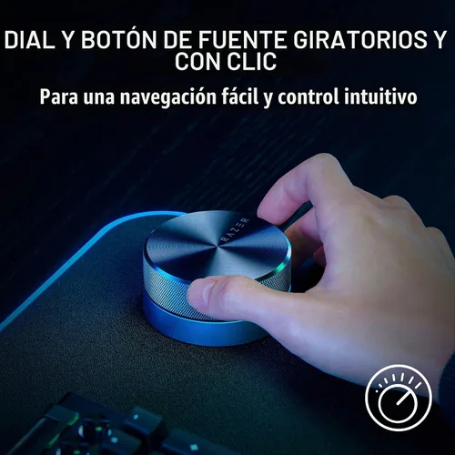 Vista 4 de Razer Wireless Control Pod para Nommo V2 y Leviathan V2, USB y Bluetooth Advanced Audio Control Pod, RGB Light Customization, Rotatable, Clickable
