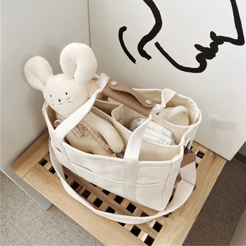 Vista 4 de Tenbip Bolsa de lona con compartimentos, múltiples bolsillos, bolsa para mamá, bolsa de hombro, bolsa de almuerzo cruzada para mujer