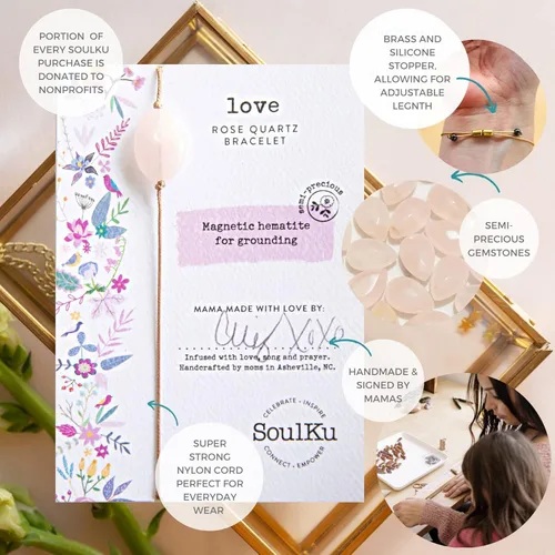 Vista 9 de SoulKu Pulseras All One, joyería de piedras preciosas curativas hechas a mano, joyería de motivación para mujeres, cordón de nailon con tapón