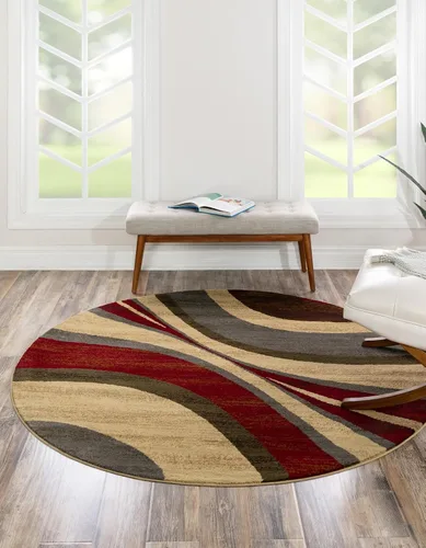 Vista 14 de Unique Loom Barista Collection - Alfombra Ngada (2 pies 2 pulgadas x 3 pies 1 pulgada, Rectangular, Beige/Rojo)