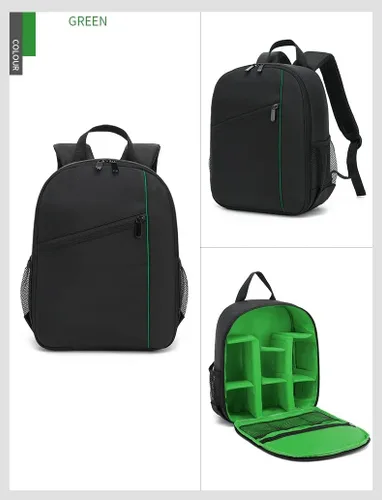 Vista 2 de Cámara digital DSLR impermeable, mochila de hombro para mujeres y hombres adolescentes (verde)
