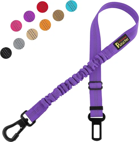 Vista 12 de Plutus Pet Cinturón de seguridad para perro para el coche, arnés de coche ajustable para perros con clip de mosquetón, cinturón de seguridad Beige