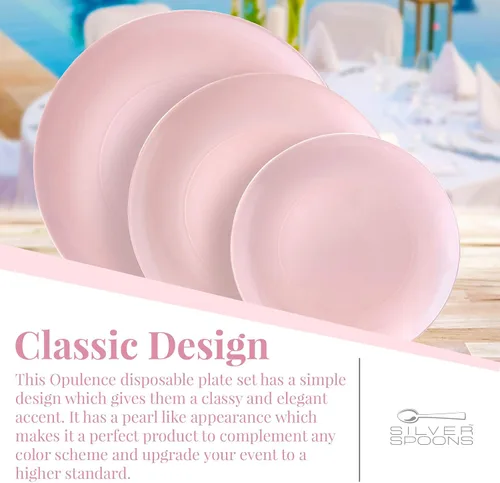 Vista 3 de SILVER SPOONS Platos de ensalada de plástico desechables de diseño moderno para fiestas (10 unidades) Juego de vajilla desechable resistente de 9