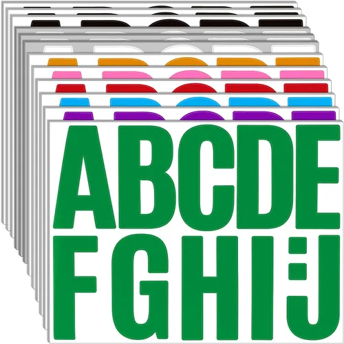 Vista 11 de Bemeol 340 piezas de 30 hojas de calcomanías de letras grandes de 4 pulgadas, autoadhesivas, letras del alfabeto, calcomanías para tablones de Negro