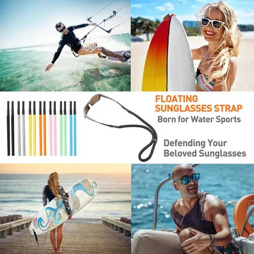 Vista 7 de Soporte para correa de lentes de sol para flotar, cordón ajustable para correa de lentes para hombres y mujeres, soporte para correa de gafas