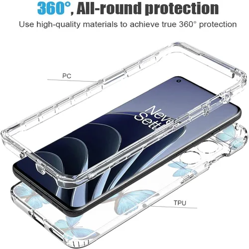 Vista 3 de Funda para OnePlus 10 Pro NE2210 con protector de pantalla de vidrio templado, suave 360 cuerpo completo, a prueba de golpes, híbrida, transparente