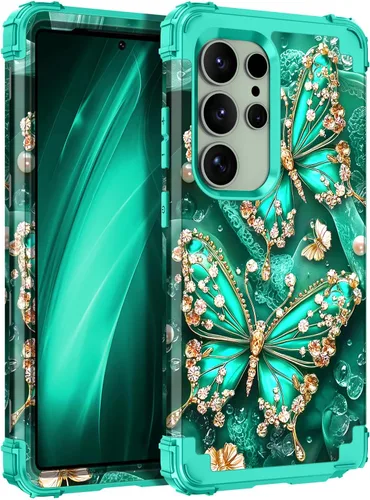 Vista 30 de Miqala Funda para Galaxy S24 5G, brilla en la oscuridad, tres capas, resistente, a prueba de golpes, protección completa, parachoques de plástico