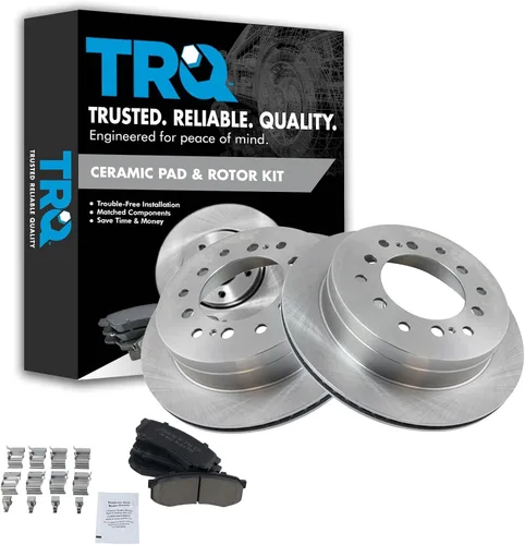 Vista 111 de TRQ Juego de pastillas de freno y rotor de cerámica trasera compatible con Honda Accord V6 1998-02 3.0L con frenos de disco traseros 02-06 Acura RSX
