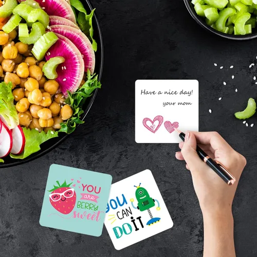 Vista 5 de Fantasyon Notas para la lonchera para niños, 60 unidades, lindas tarjetas de almuerzo inspiradoras, notas motivacionales para el almuerzo, regalos