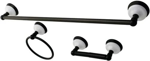 Vista 4 de Kingston Brass BAK111148SN Victorian - Juego de accesorios de baño de 3 piezas, níquel cepillado