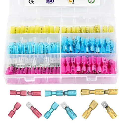 Vista 5 de MuHize Kit de conectores de terminales de 140 piezas – Terminales de cable impermeables aislados de 22-10 AWG, empalmes de horquilla de anillo