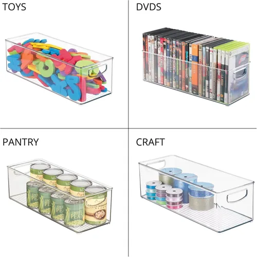 Vista 7 de mDesign Organizador de plástico para juguetes, cesta de almacenamiento con asas para armario, armario, armario y estantes, capacidad para bloques