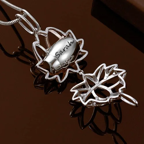 Vista 2 de AILIN Collares de urna con nombre grabado personalizado para cenizas para mujeres y hombres, collar con colgante de recuerdo conmemorativo