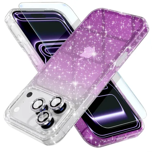Vista 11 de Choiche, funda para iPhone 14 de mujer, brillante, protección de grado militar, 2 cubiertas de lentes de cámara Diamond, 2 protectores de vidrio