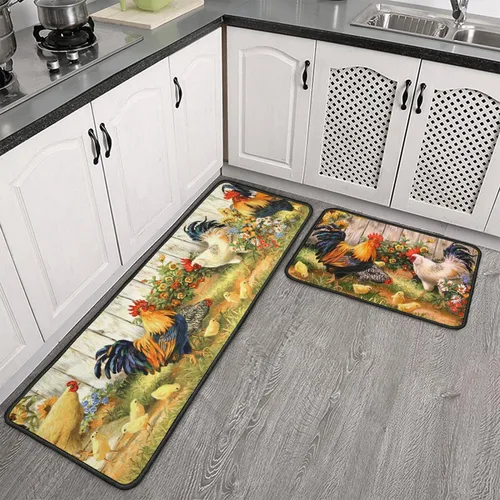 Vista 22 de The Kitchen is The Heart of The Home - Juego de 2 tapetes de cocina con parte trasera de goma antideslizante, juegos de cocina de vacaciones