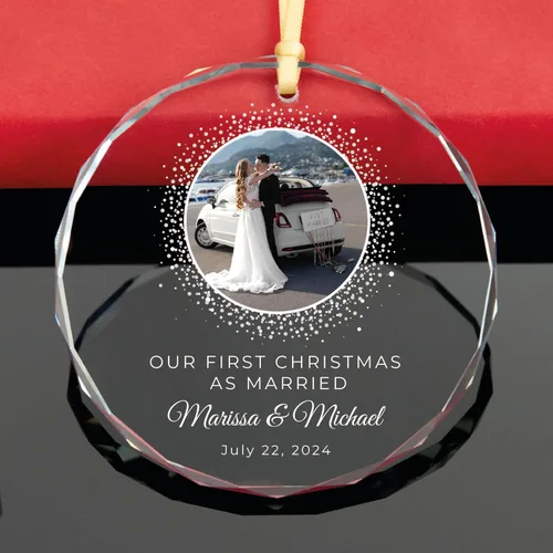 Vista 14 de Adorno personalizado para fotos de matrimonio de Mr & Mrs 2024 – Primera Navidad como casado, regalo de recién casados para parejas