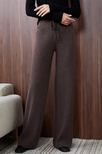 Vista 4 de LINY XIN Pantalones acanalados 100 % lana para mujer, cintura alta, casual, largos, para yoga, para mujer