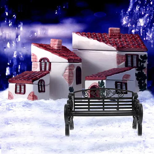 Vista 2 de jojofuny 2 modelos de banco de parque en miniatura, muebles de casa de muñecas negros 1:12, decoración realista de banco mini al aire libre