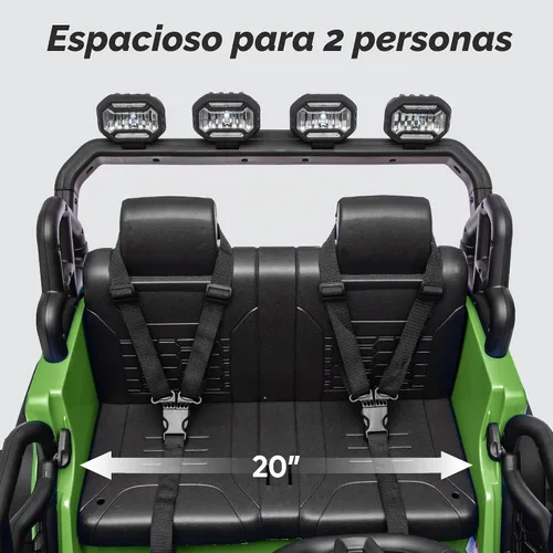 Vista 7 de Hikiddo Paseo de 2 plazas en coche de juguete, coche eléctrico de 12 V para Verde militar