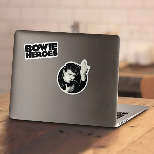 Vista 4 de David Bowie Heroes Rock Album T Shirt & Stickers