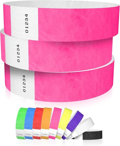 Vista 8 de WristCo - Pulseras de Tyvek color azul neón para eventos, cómodas pulseras de papel resistentes a desgarros para identificación en conciertos