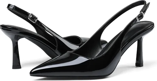 Vista 7 de Tacones de tira trasera para mujer con punta puntiaguda, tacón de gatito y hebilla cómodos zapatos de tacón de mujer, zapatos de vestir casuales