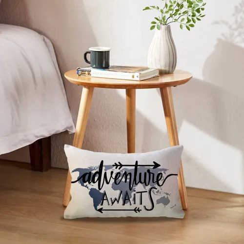 Vista 2 de Blue World Map Adventure - Funda de almohada lumbar de aventura con diseño de flechas para cabina/cámper, temática geográfica, fundas de almohada