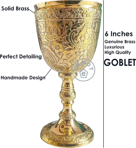 Vista 4 de Copa de cáliz vintage de latón 1 copa de vino real del rey Arturo – Regalos medievales renacentistas para comunión, paquete de Navidad de 1 cáliz