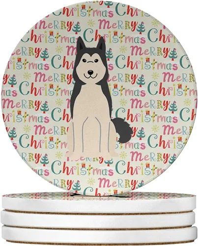 Vista 93 de Abyssinian Sand Terrier Merry Christmas - Posavasos grandes de piedra arenisca (4 unidades)