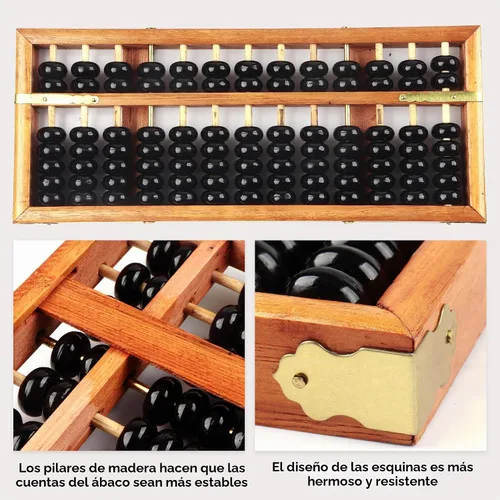 Vista 5 de Herramienta de cálculo aritmético de ábaco soroban de madera china vintage