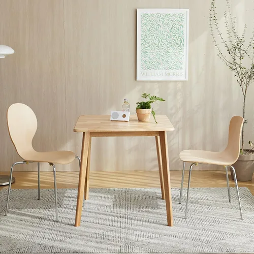 Vista 3 de Canberra - Mesa de comedor cuadrada de madera de 28.3 pulgadas/mesa de cocina moderna de roble malayo de mediados de siglo (roble natural)
