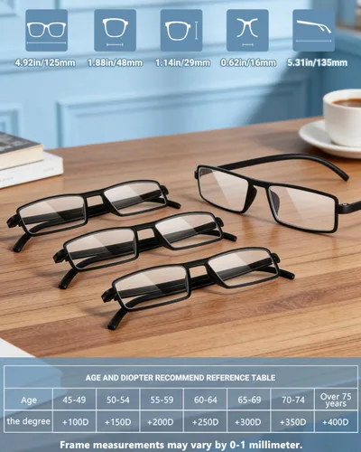 Vista 6 de TERAISE Reading Glasses Men 4-Pack Ultralight Blue Light Reader Glasses