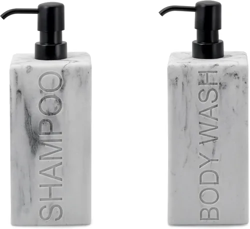 Vista 12 de Dispensador rectangular de resina para baño, champú y acondicionador de baño, botella de lavado corporal, diseño moderno de bomba recargable Gris