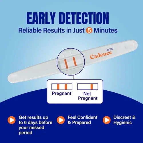 Vista 3 de Cadence OTC EarlyPT - Tiras de prueba de embarazo de resultados tempranos, más del 99% de precisión, resultados claros en 5 minutos, tiras reactivas
