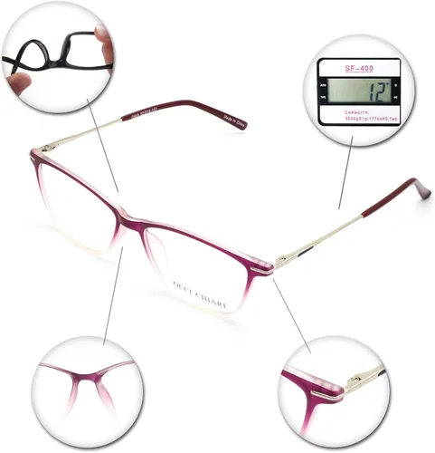 Vista 6 de OCCI CHIARI- gafas rectangulares ligeras de venta sin receta con lentes transparentes para mujeres 52 mm