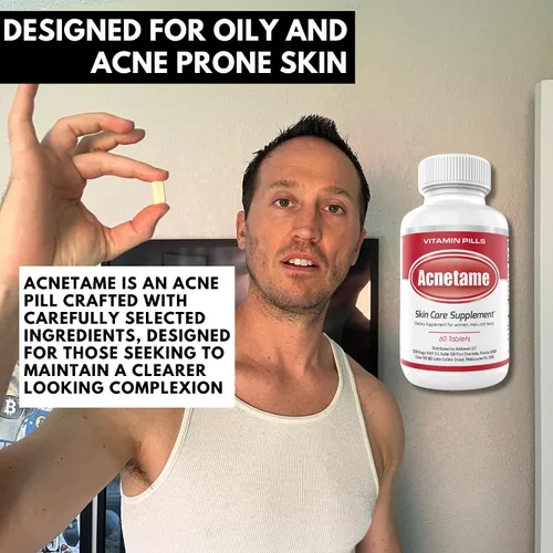 Vista 3 de Acnetame Paquete de 3 suplementos vitamínicos para el tratamiento del acné, tabletas hormonales para eliminar la piel grasa para mujeres, hombres