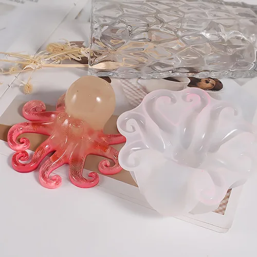 Vista 3 de Molde de fundición de resina de pulpo, molde de vela de animales para decoración del hogar y fabricación de velas