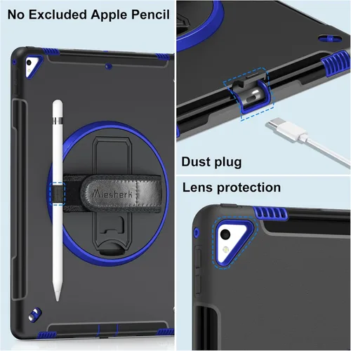 Vista 4 de Miesherk Funda para iPad Pro 12.9 de 2ª generación 2017 y 2015 de 1ª generación, resistente y resistente a prueba de golpes con soporte giratorio
