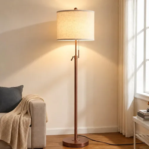 Vista 9 de Qingmiao Lámparas de pie para sala de estar, lámpara alta moderna ajustable de 53 a 63 pulgadas, lámpara de pie para dormitorio, oficina, esquina