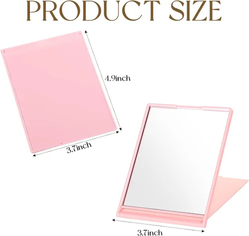 Vista 2 de 4 piezas de espejo pequeño plegable de viaje, espejo compacto rectangular, espejo portátil de bolsillo, pequeño espejo plegable de maquillaje