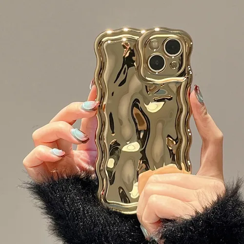 Vista 45 de FABSPARK Funda para iPhone 11, Patrón de Burbujas de Meteorito 3D Electrochapado Galvanizado con Brillos Marco Ondulado Rizado Funda Brillante, TPU
