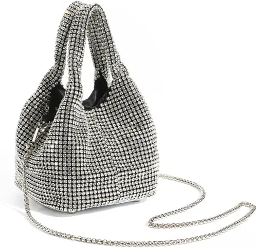 Vista 2 de Tngan Bolso de hombro con diamantes de imitación y purpurina para mujer, bolso cruzado para fiesta de noche, baile de graduación, banquete